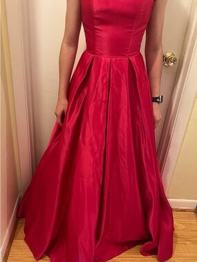 Stacy Sklar Hot Pink Satin Evening Gown